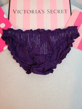 VTG Victoria's Secret SuperSoft Modal Sequin Ruffle Bikini Panty Size M Purple